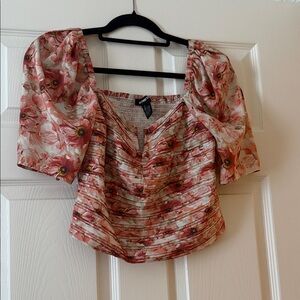 Express Pink and Cream Floral Blouse